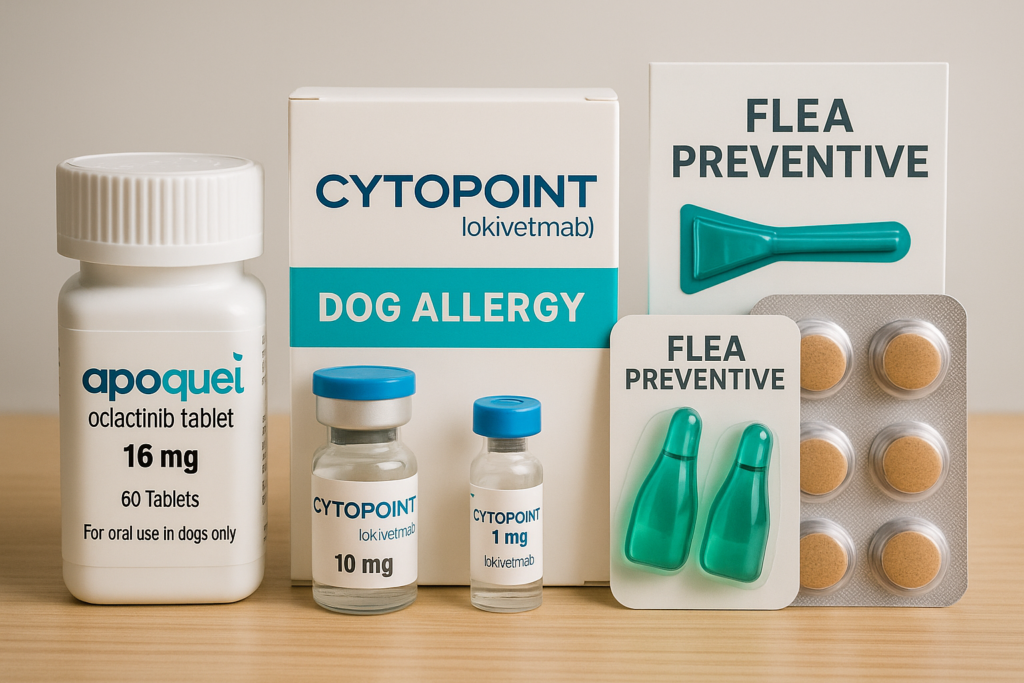 "Medications used to treat dog allergies"