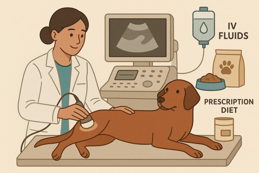 "Veterinary treatment options for dog diarrhea cases"