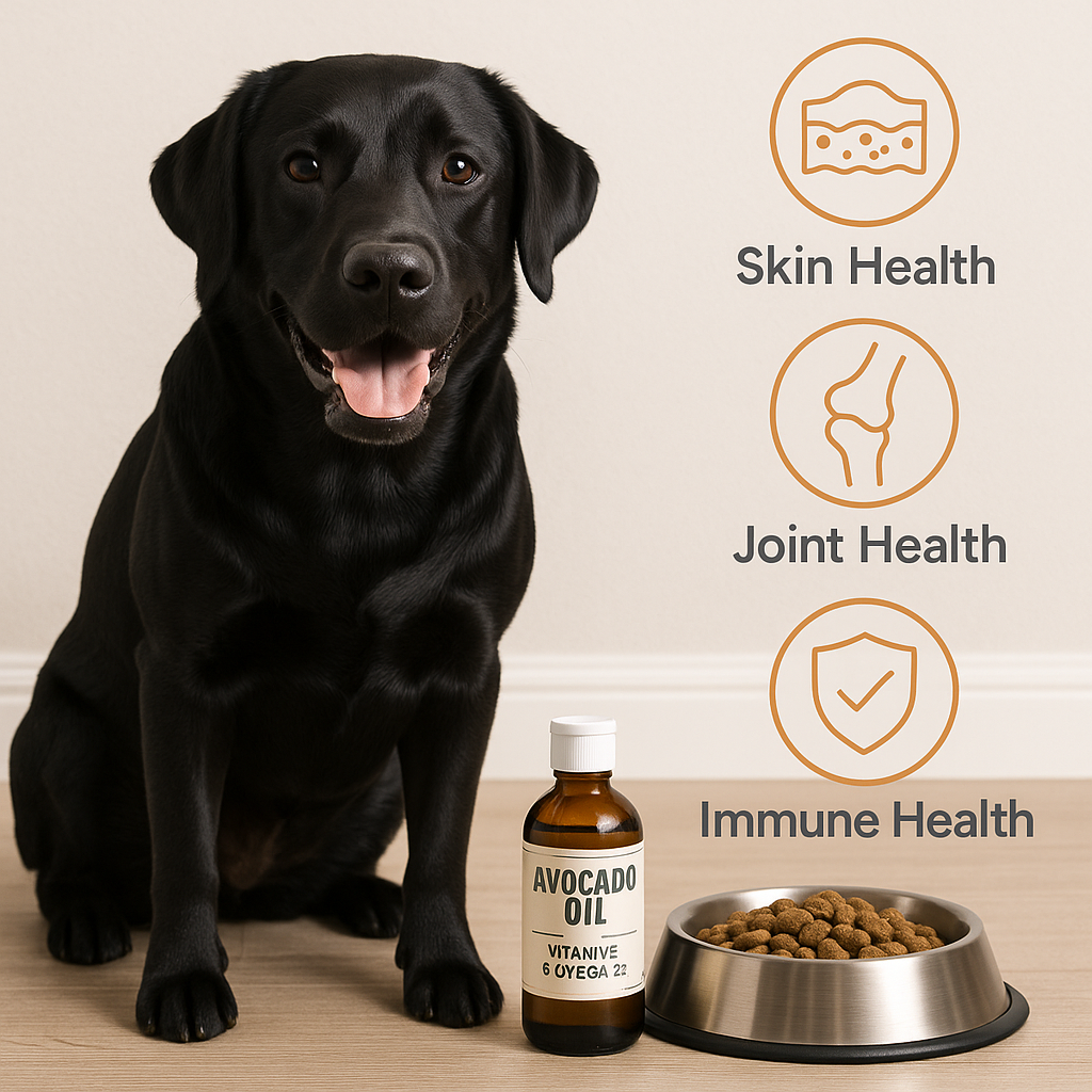 "Dog with shiny coat showing benefits of avocado oil for dogs"