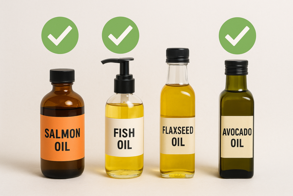 "Healthier alternatives to avocado oil for dogs on a countertop"