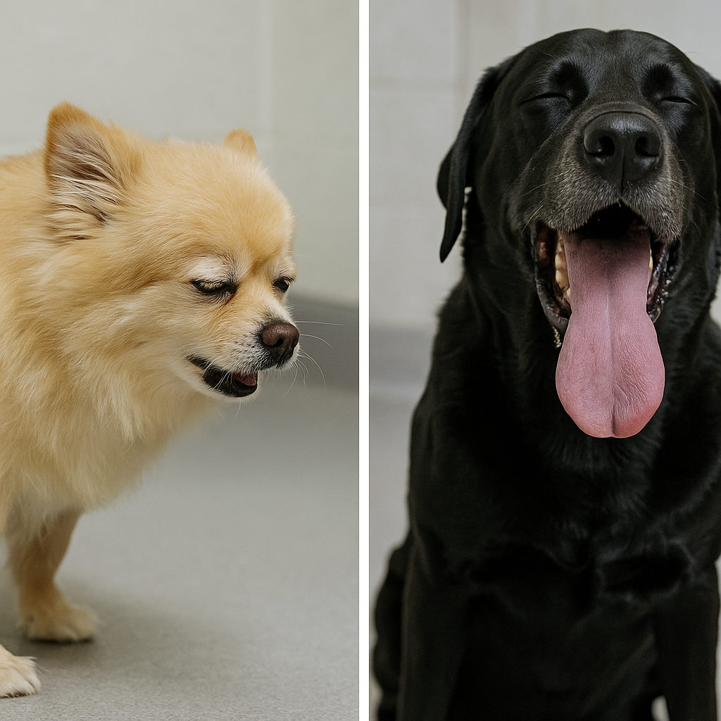 "Structural dog respiratory issues contributing to heavy breathing"