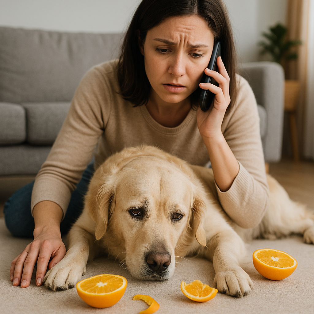"Labrador exploring orange slice – can dogs eat oranges safely"