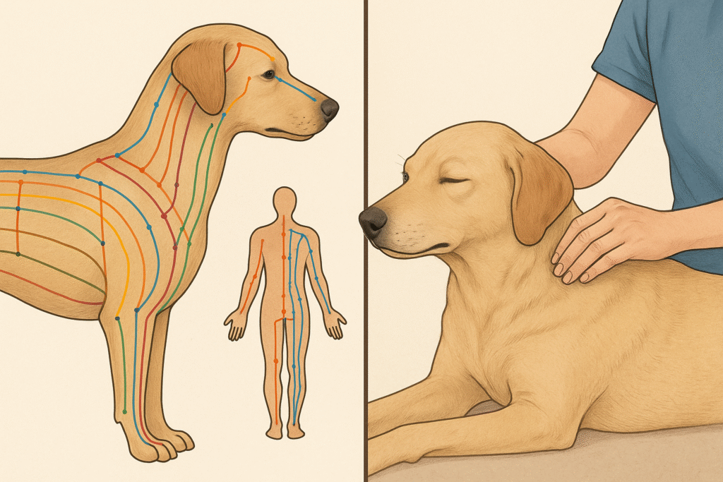 “Using dog acupressure points for digestive healing.”