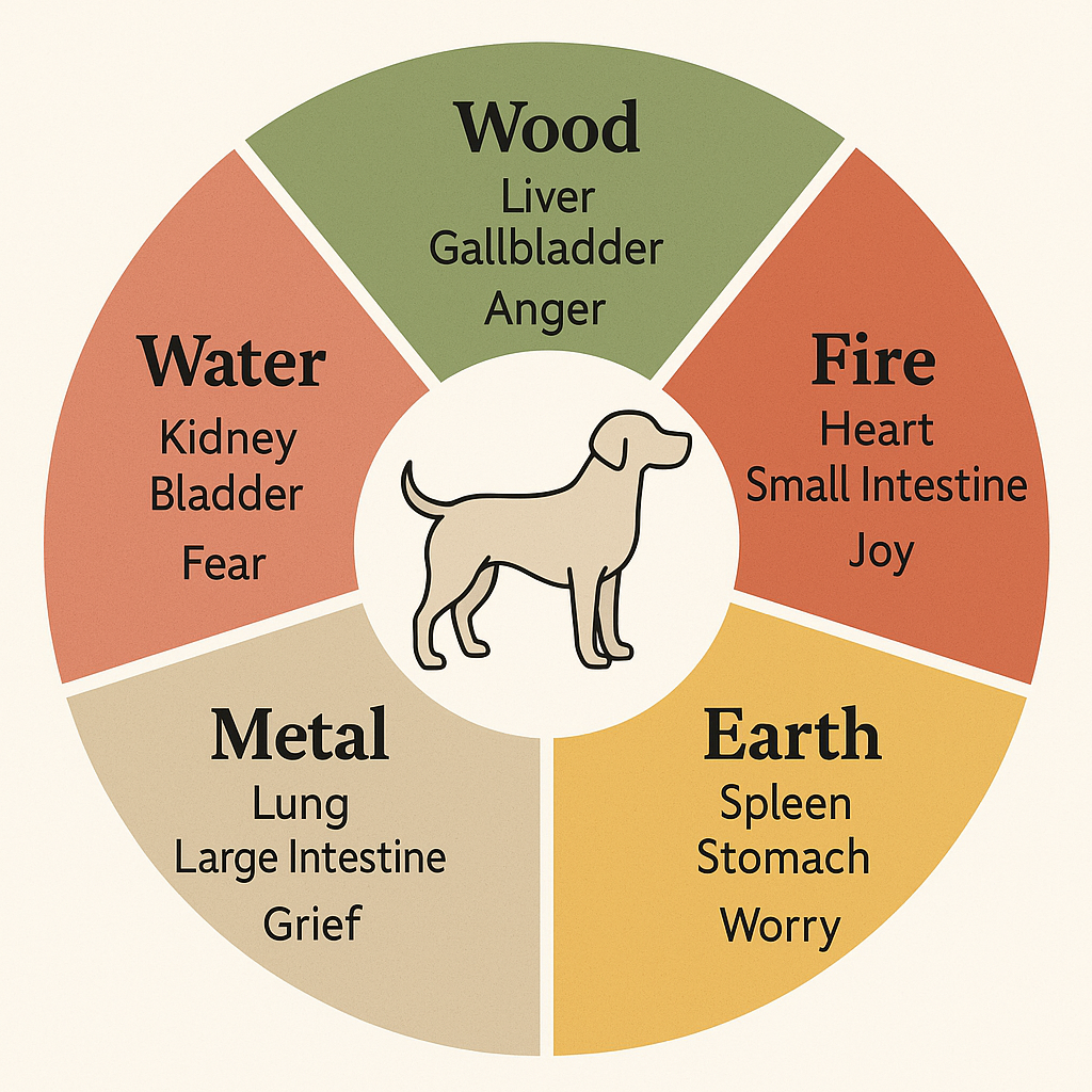 "Five Elements chart from traditional Chinese medicine for dogs"