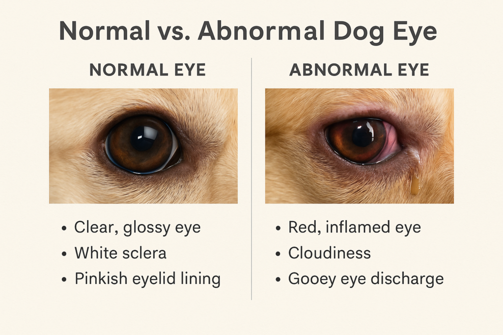 "dog eye problems comparison chart normal vs abnormal"