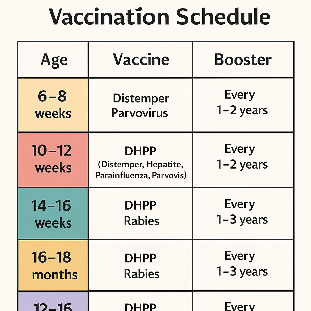 Canadian puppy vaccination chart with DHPP and rabies schedule