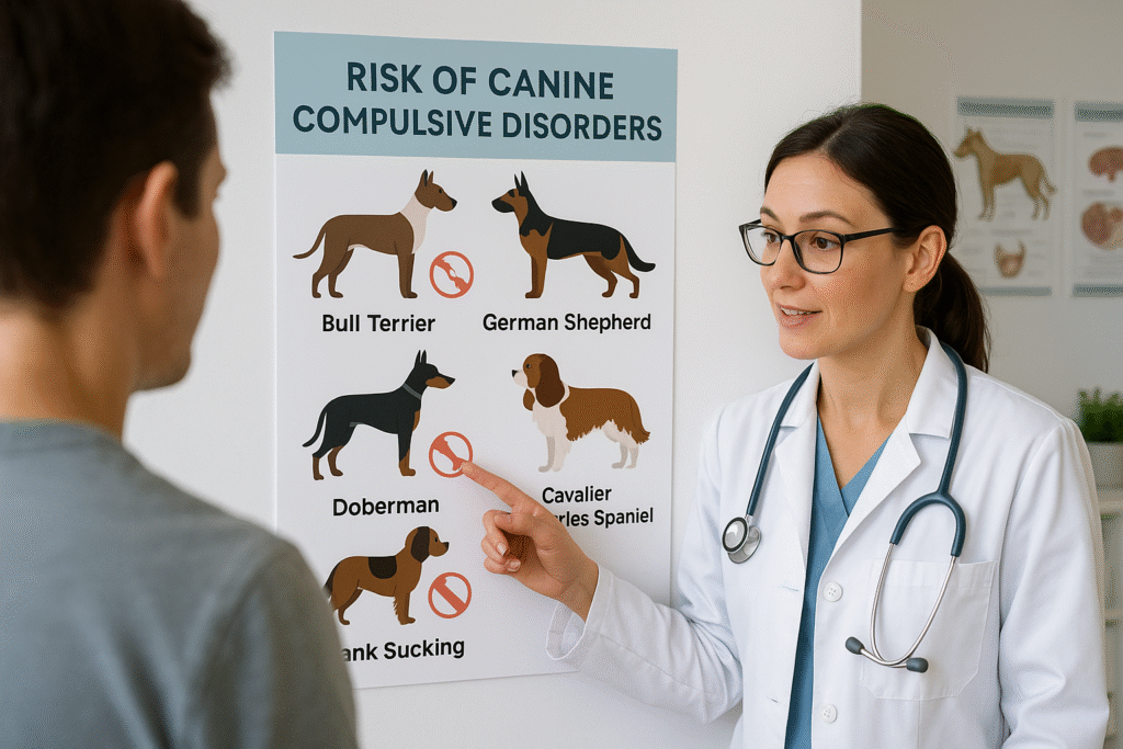 Breed chart showing risk of canine compulsive disorders