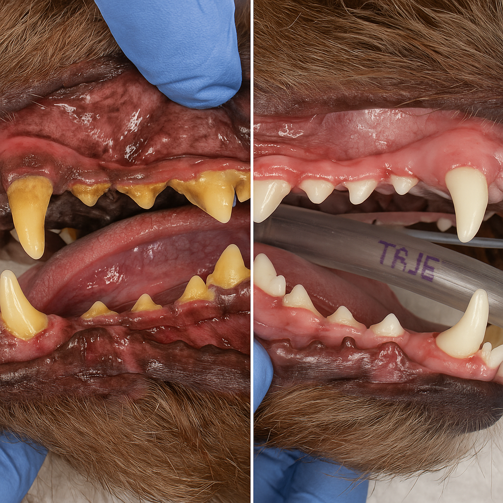 Professional cleaning results for canine periodontal disease treatment