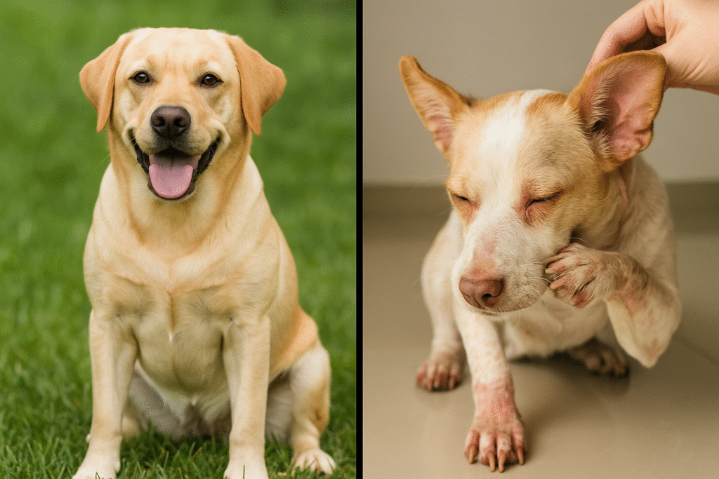"Common symptoms of seasonal allergies in dogs"