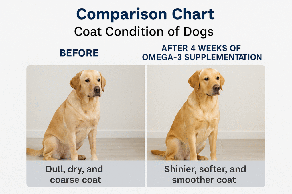 Results of omega‑3 supplements for dog coat health in clinical studies