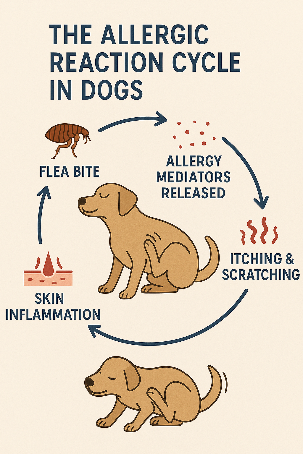 "Immune response diagram for flea allergy dermatitis in dogs"