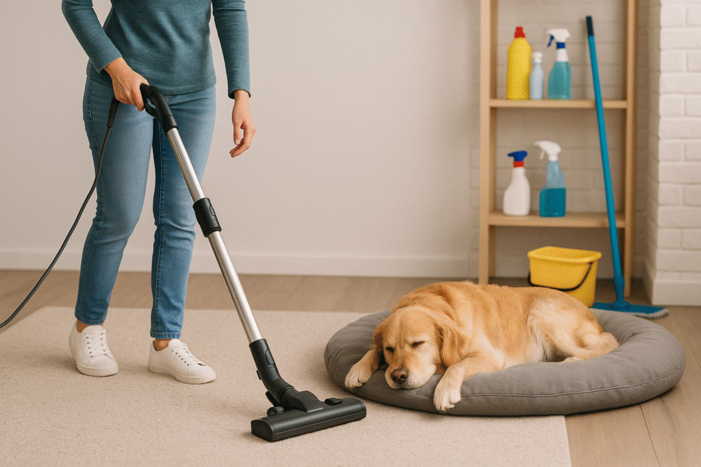 "Cleaning home to reduce flea allergy dermatitis triggers"