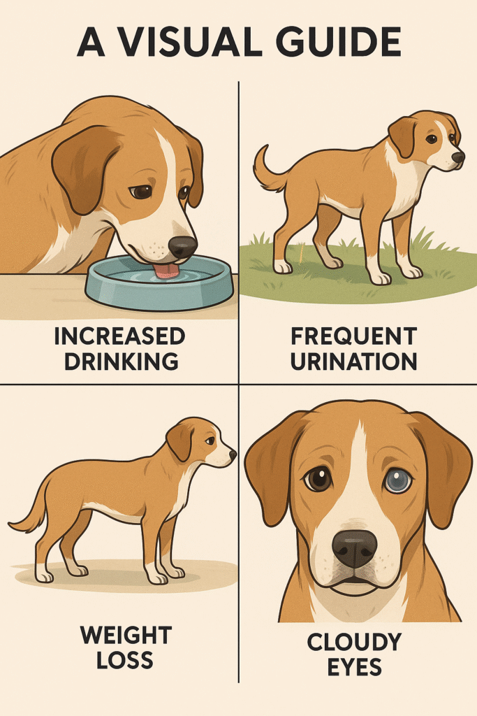 "early signs of diabetes in dogs like increased thirst and cataracts"