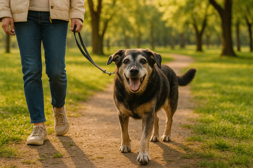 "senior dog with chronic kidney disease enjoying quality of life"