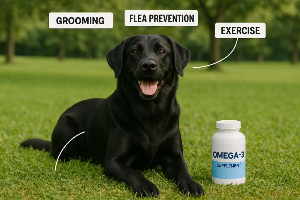 "Preventing hot spots on dogs with grooming, supplements, and flea control"