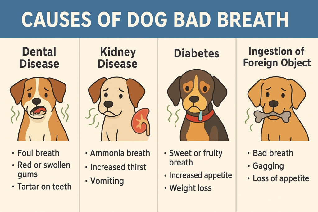 "Causes of dog bad breath including dental and systemic diseases"