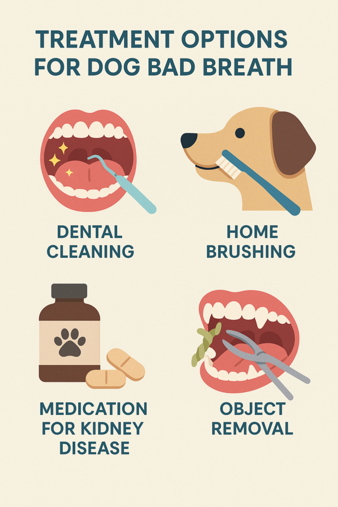"Treatment options for dog bad breath including dental and medical care"