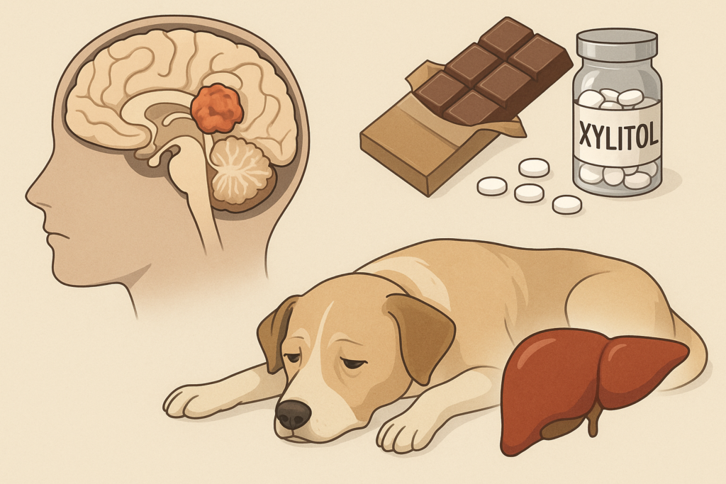 "Common causes of dog seizures including toxins and brain disorders"