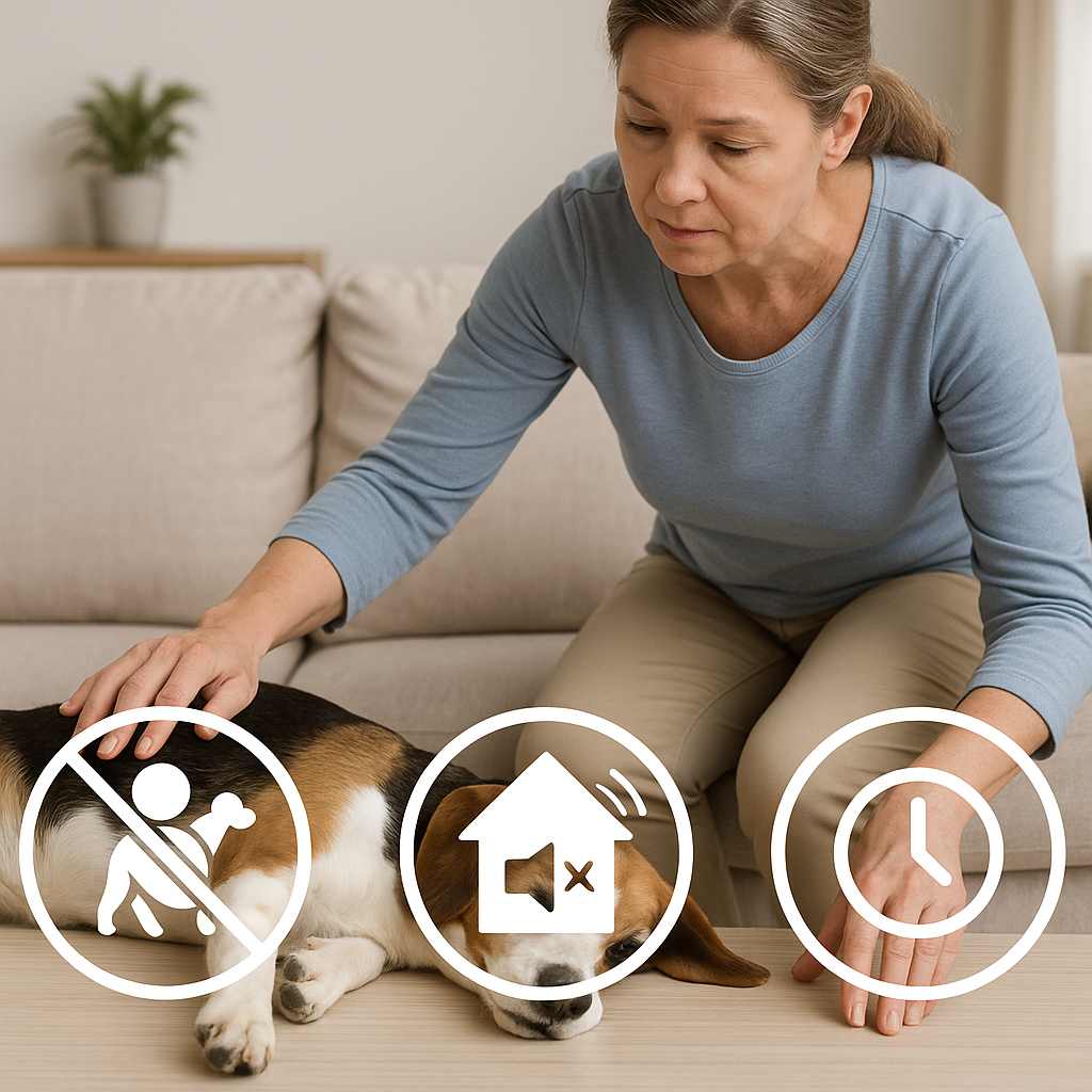 "First-aid checklist during a dog seizure to ensure pet safety"