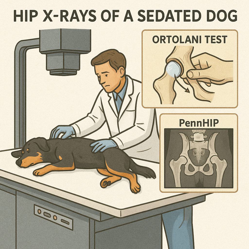 "diagnostic methods for canine hip dysplasia including X-ray and PennHIP"