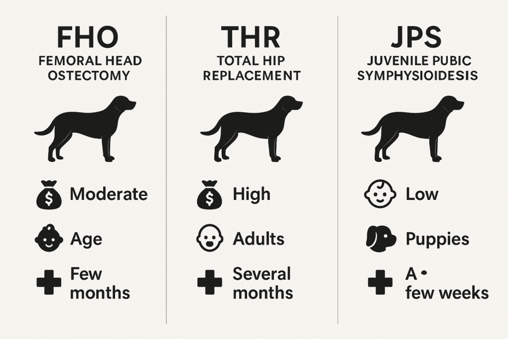 "surgical treatments for canine hip dysplasia in dogs"