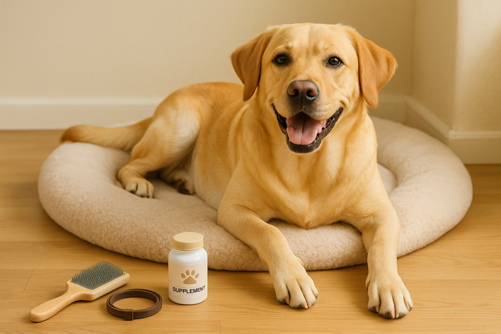 "Preventive care setup for dog losing hair prevention"