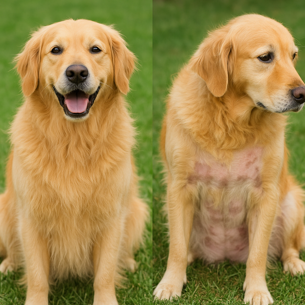 "Difference between seasonal shedding and dog losing hair due to alopecia"