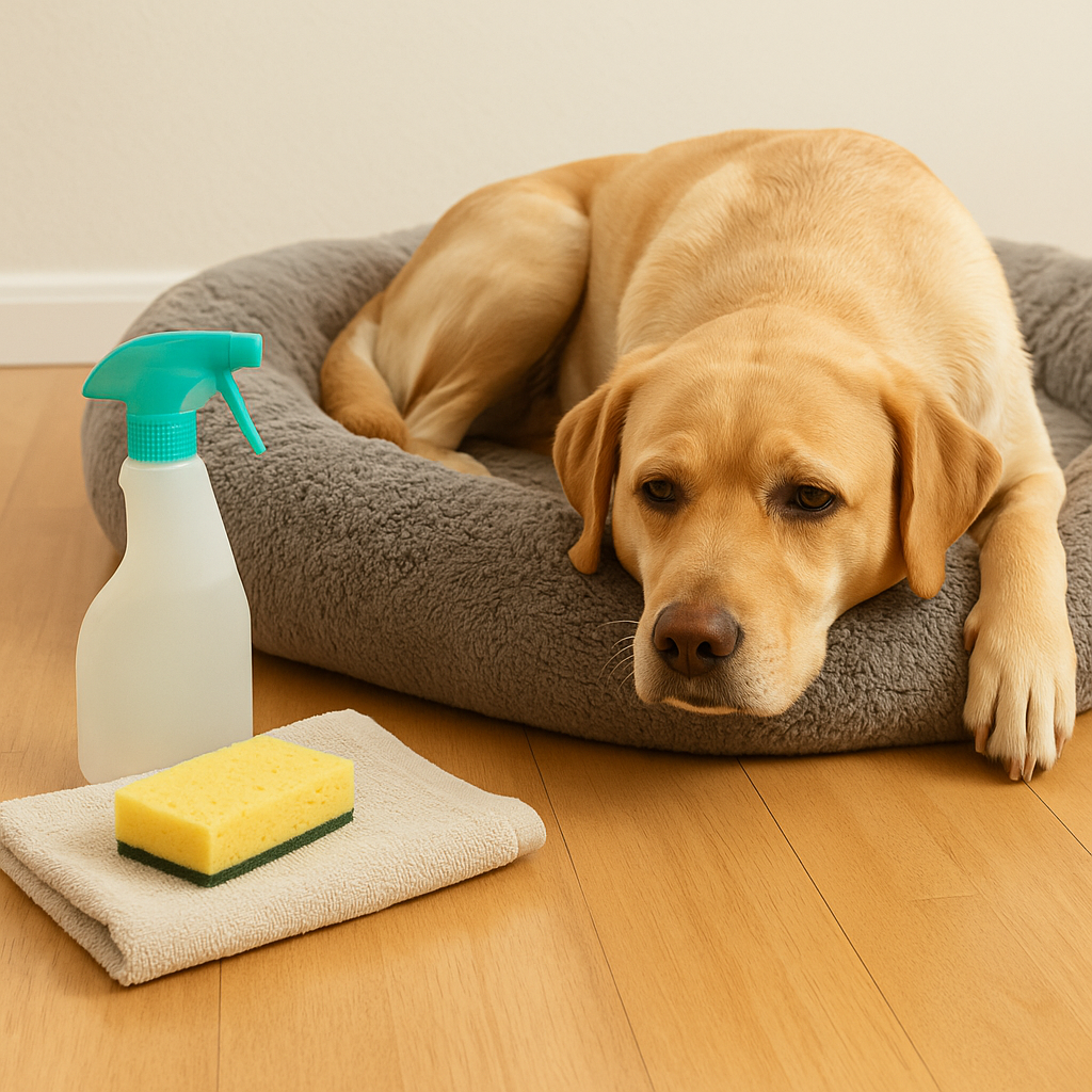 "Dog showing early signs of digestive problems in dogs such as vomiting or diarrhea"