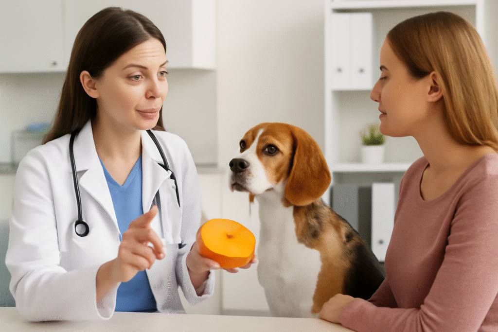 Canadian veterinarian explains how dogs can eat mango safely during a clinic visit.