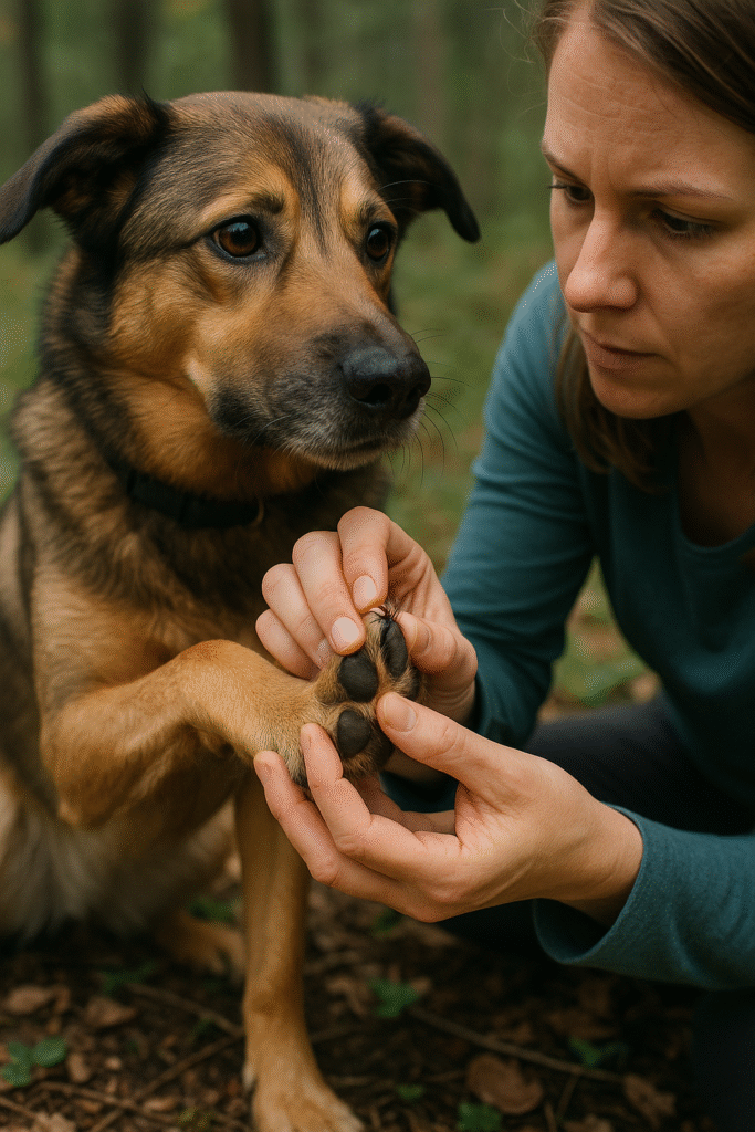 "Dog tick check after hike – early detection for Lyme disease in dogs"