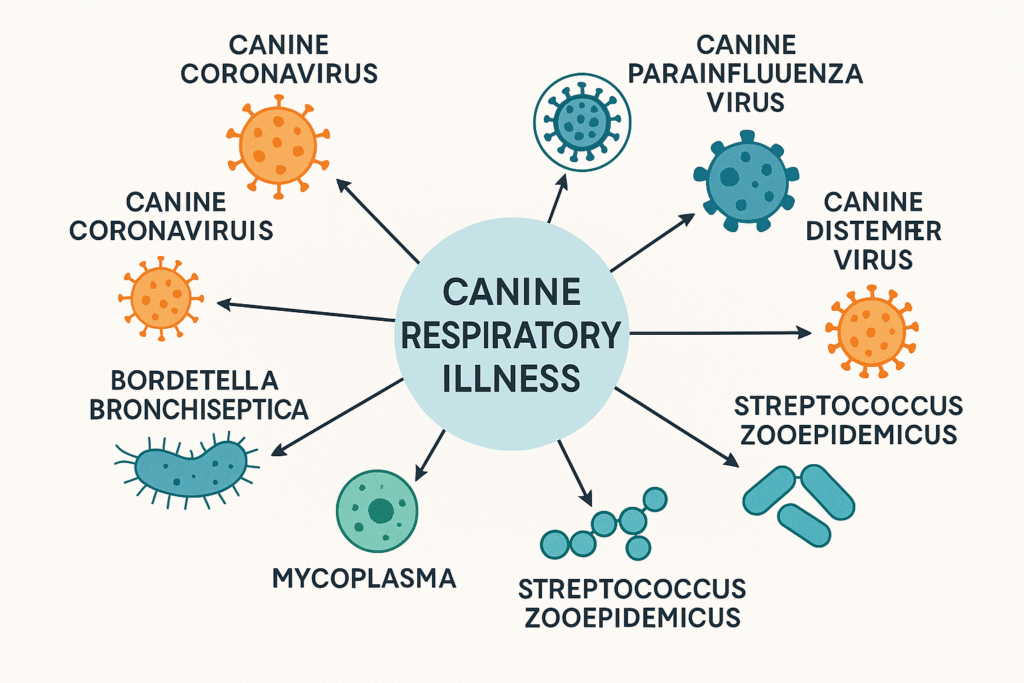 “Illustration of various kennel cough causes and treatment options”