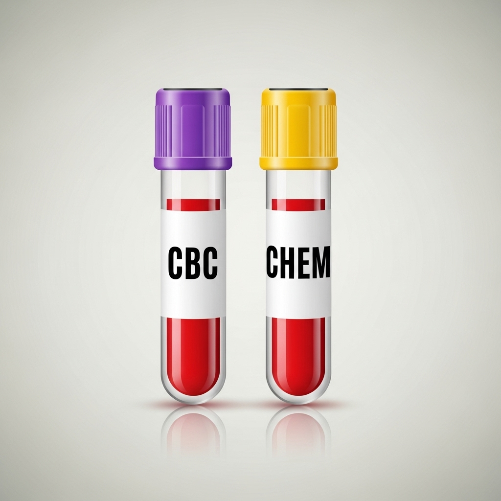 "An illustration of the two foundational blood tests for dogs: the Complete Blood Count (CBC) and the Chemistry Panel"