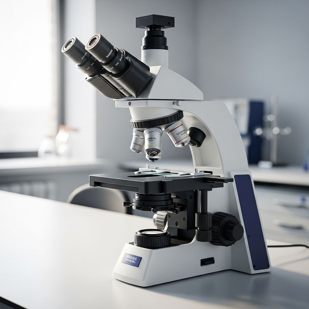 "A microscope used for a traditional fecal flotation, a common alternative to a fecal PCR test for dogs"