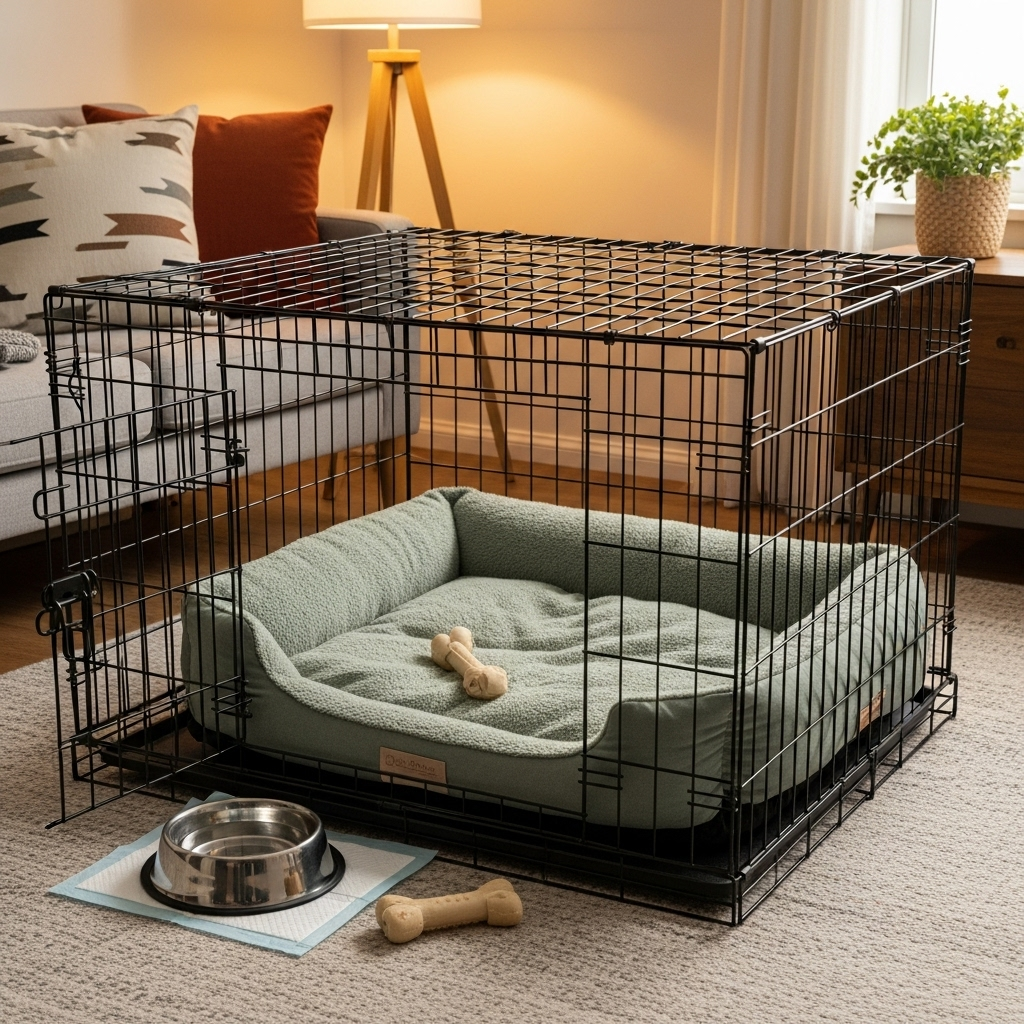 "A comfortable and secure crate is a key tool to stop a dog barking at night"