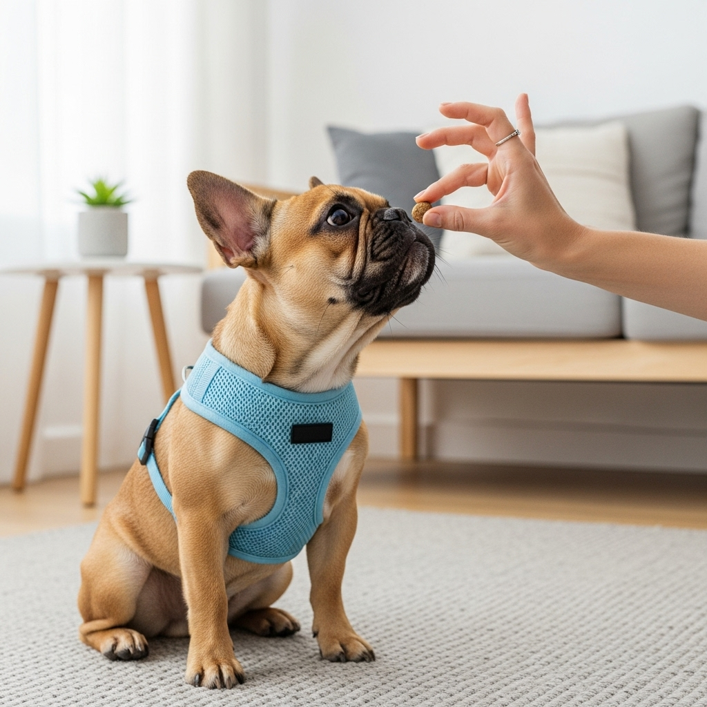 "An important step in leash training your puppy is making the gear a positive experience indoors"