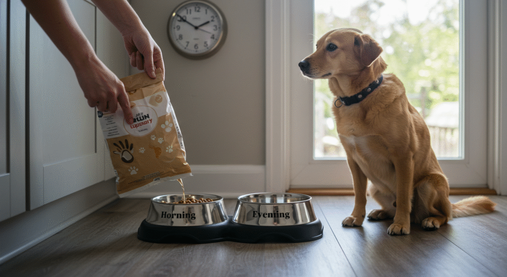 Feeding dog on schedule to prevent bile – dog throwing up yellow foam at night.

