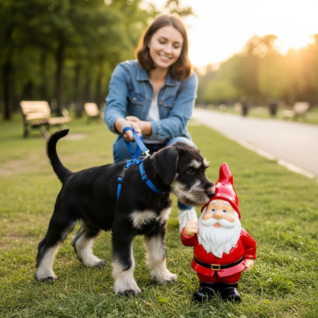 "A puppy getting socialized, a key vet-approved tip for raising the best family guard dogs."