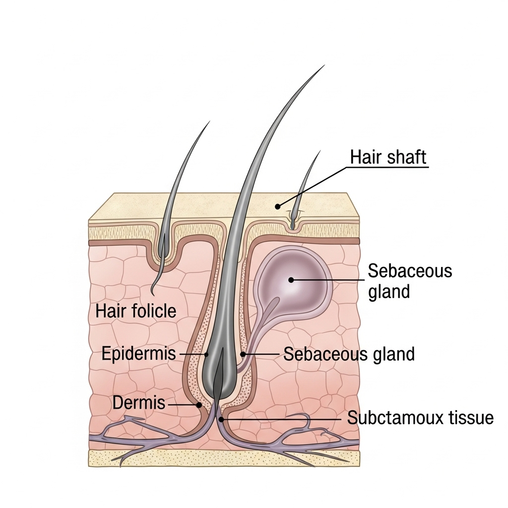 "A veterinary diagram explaining the hair growth cycle, showing why even dogs that don't shed still release some hair and dander."