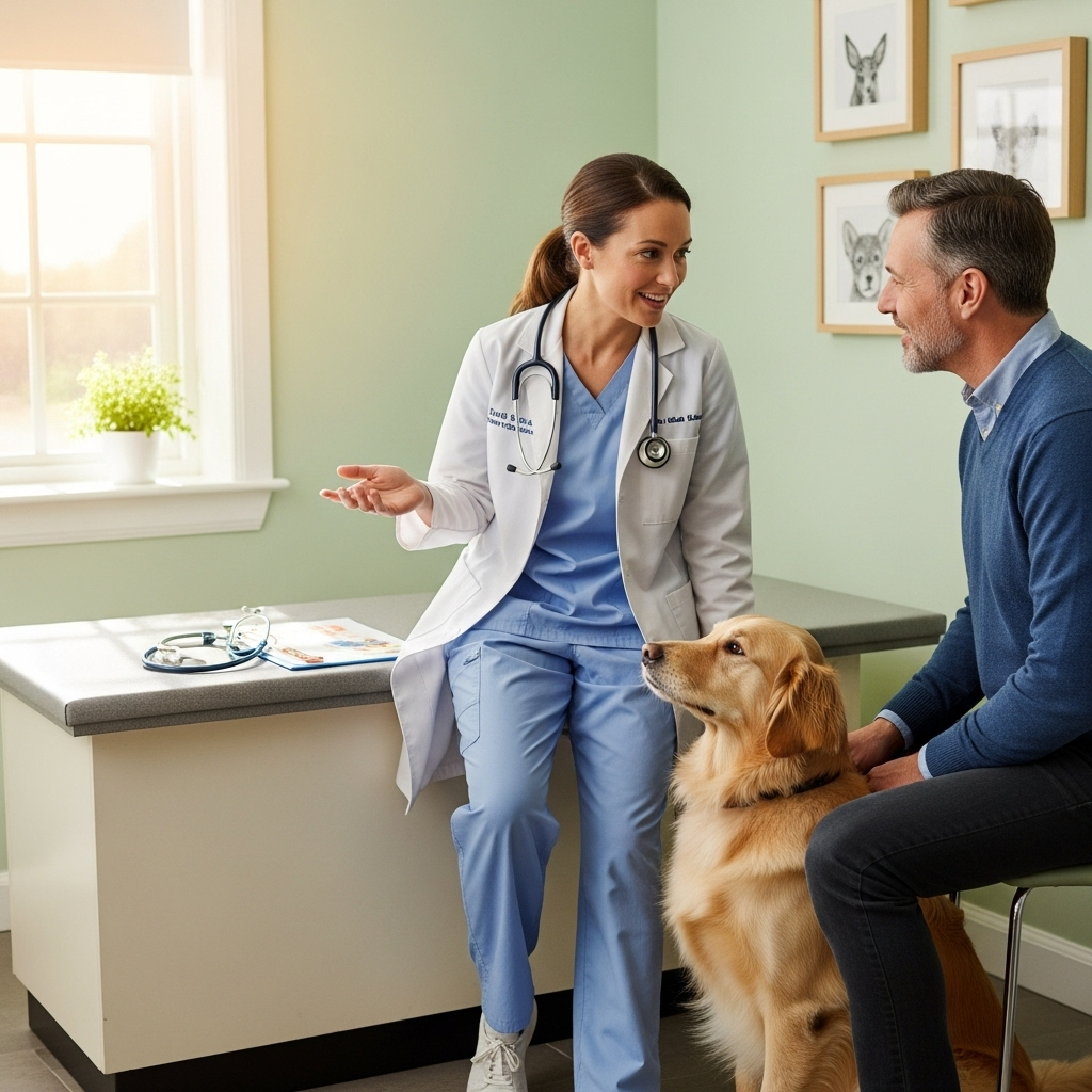 "A veterinarian providing expert advice on the topic of camping with your dog."