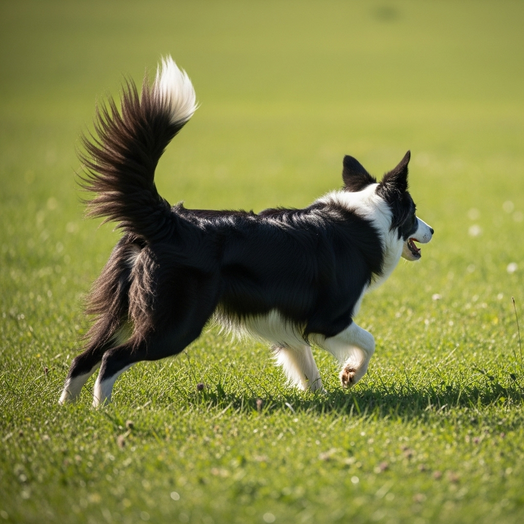 "A Border Collie's wagging tail, one of the many fun facts about dogs related to their anatomy."