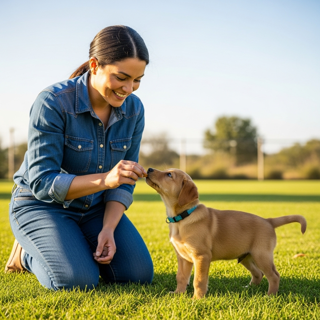 "Positive reinforcement during house training in the first week with a puppy."