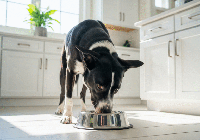 "Healthy dog eating from bowl showing why a balanced diet matters for dogs"