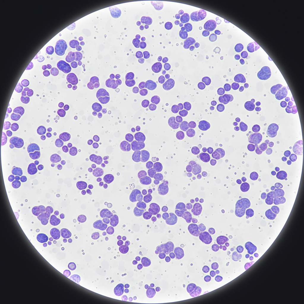 Microscopic view of Malassezia causes dog ear yeast infections