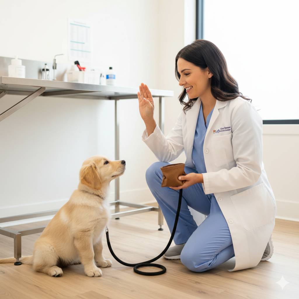 eterinarian teaching easy commands every dog should learn